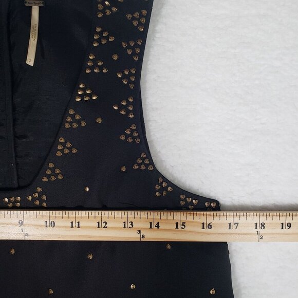 Free People Soho Brass Studded Shift Dress Sleeveless Boho Aztec Black Size 2 - Picture 8 of 12